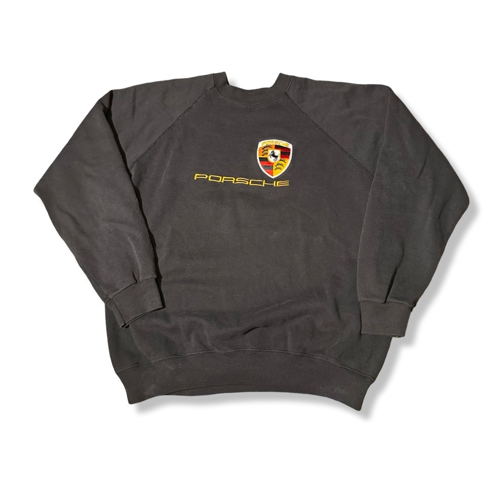 VTG 80s Porsche Sweatshirt Mens Large Black Excellent Made in USA Cars Preowned